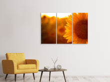 Laden Sie das Bild in den Galerie-Viewer, Leinwandbild 3-teilig Macro-Sonnenblume