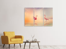 Laden Sie das Bild in den Galerie-Viewer, Leinwandbild 3-teilig Romantische Flamingos