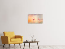 Laden Sie das Bild in den Galerie-Viewer, Leinwandbild 3-teilig Romantische Flamingos