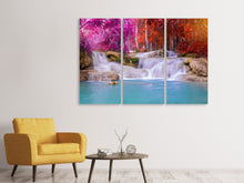 Laden Sie das Bild in den Galerie-Viewer, Leinwandbild 3-teilig Paradiesischer Wasserfall