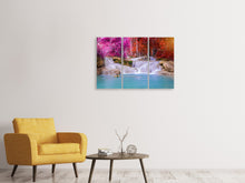 Laden Sie das Bild in den Galerie-Viewer, Leinwandbild 3-teilig Paradiesischer Wasserfall