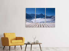 Laden Sie das Bild in den Galerie-Viewer, Leinwandbild 3-teilig Sonnenterrasse in den Schweizer Alpen