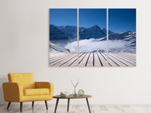 Laden Sie das Bild in den Galerie-Viewer, Leinwandbild 3-teilig Sonnenterrasse in den Schweizer Alpen