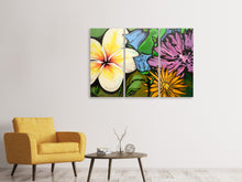 Laden Sie das Bild in den Galerie-Viewer, Leinwandbild 3-teilig Graffiti Flowers