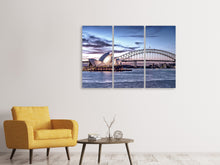 Laden Sie das Bild in den Galerie-Viewer, Leinwandbild 3-teilig Skyline Sydney Opera House