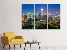 Laden Sie das Bild in den Galerie-Viewer, Leinwandbild 3-teilig Skyline One Night in Bangkok