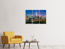 Laden Sie das Bild in den Galerie-Viewer, Leinwandbild 3-teilig Skyline One Night in Bangkok