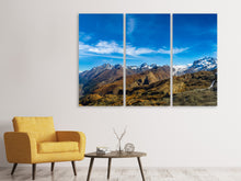 Laden Sie das Bild in den Galerie-Viewer, Leinwandbild 3-teilig Schweizer Alpen im Frühling