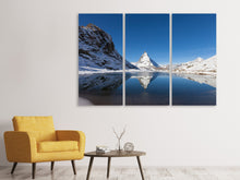 Laden Sie das Bild in den Galerie-Viewer, Leinwandbild 3-teilig Der Riffelsee am Matterhorn