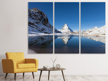 Laden Sie das Bild in den Galerie-Viewer, Leinwandbild 3-teilig Der Riffelsee am Matterhorn