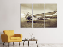 Laden Sie das Bild in den Galerie-Viewer, Leinwandbild 3-teilig Nostalgisches Flugzeug im Retrostyle