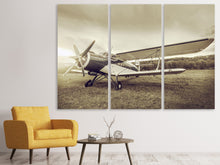 Laden Sie das Bild in den Galerie-Viewer, Leinwandbild 3-teilig Nostalgisches Flugzeug im Retrostyle