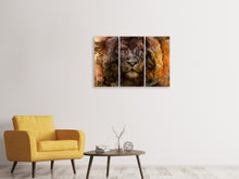 Laden Sie das Bild in den Galerie-Viewer, Leinwandbild 3-teilig Portrait eines Löwen