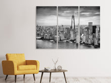 Laden Sie das Bild in den Galerie-Viewer, Leinwandbild 3-teilig Skyline Schwarzweissfotografie New York