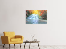 Laden Sie das Bild in den Galerie-Viewer, Leinwandbild 3-teilig Wasserfall im Licht