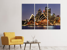 Laden Sie das Bild in den Galerie-Viewer, Leinwandbild 3-teilig Skyline Mit dem Boot vor Sydney