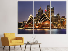 Laden Sie das Bild in den Galerie-Viewer, Leinwandbild 3-teilig Skyline Mit dem Boot vor Sydney