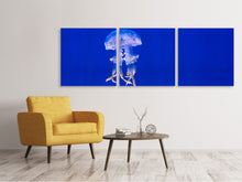 Laden Sie das Bild in den Galerie-Viewer, Panorama Leinwandbild 3-teilig Leuchtende Qualle