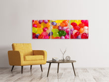Laden Sie das Bild in den Galerie-Viewer, Panorama Leinwandbild 3-teilig Bunte Bonbons