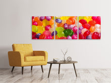 Laden Sie das Bild in den Galerie-Viewer, Panorama Leinwandbild 3-teilig Bunte Bonbons