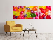 Laden Sie das Bild in den Galerie-Viewer, Panorama Leinwandbild 3-teilig Bunte Bonbons