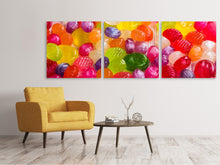 Laden Sie das Bild in den Galerie-Viewer, Panorama Leinwandbild 3-teilig Bunte Bonbons