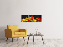 Laden Sie das Bild in den Galerie-Viewer, Panorama Leinwandbild 3-teilig Bunte Gummibärchen