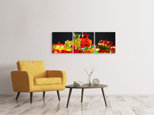 Laden Sie das Bild in den Galerie-Viewer, Panorama Leinwandbild 3-teilig Bunte Gummibärchen