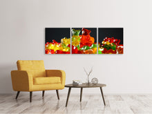 Laden Sie das Bild in den Galerie-Viewer, Panorama Leinwandbild 3-teilig Bunte Gummibärchen