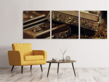 Laden Sie das Bild in den Galerie-Viewer, Panorama Leinwandbild 3-teilig Schwarze Schokolade