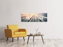 Laden Sie das Bild in den Galerie-Viewer, Panorama Leinwandbild 3-teilig Romantischer Holzsteg