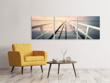 Laden Sie das Bild in den Galerie-Viewer, Panorama Leinwandbild 3-teilig Romantischer Holzsteg