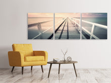 Laden Sie das Bild in den Galerie-Viewer, Panorama Leinwandbild 3-teilig Romantischer Holzsteg
