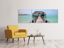 Laden Sie das Bild in den Galerie-Viewer, Panorama Leinwandbild 3-teilig Strand Paradies