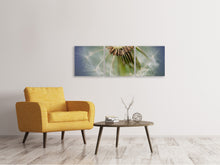 Laden Sie das Bild in den Galerie-Viewer, Panorama Leinwandbild 3-teilig Löwenzahn Close up
