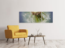 Laden Sie das Bild in den Galerie-Viewer, Panorama Leinwandbild 3-teilig Löwenzahn Close up