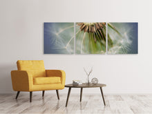 Laden Sie das Bild in den Galerie-Viewer, Panorama Leinwandbild 3-teilig Löwenzahn Close up
