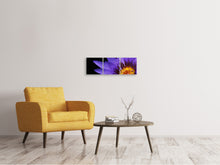 Laden Sie das Bild in den Galerie-Viewer, Panorama Leinwandbild 3-teilig XL Seerose in lila
