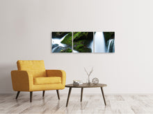 Laden Sie das Bild in den Galerie-Viewer, Panorama Leinwandbild 3-teilig Wilder Wasserfall
