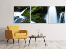 Laden Sie das Bild in den Galerie-Viewer, Panorama Leinwandbild 3-teilig Wilder Wasserfall
