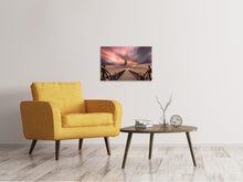 Laden Sie das Bild in den Galerie-Viewer, Leinwandbild Spektakulärer Sonnenuntergang auf der Brücke