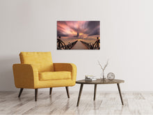 Laden Sie das Bild in den Galerie-Viewer, Leinwandbild Spektakulärer Sonnenuntergang auf der Brücke