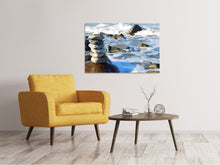 Laden Sie das Bild in den Galerie-Viewer, Leinwandbild Steinstapel am Meer