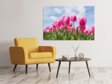 Laden Sie das Bild in den Galerie-Viewer, Leinwandbild Tulpenfeld in rosa