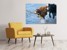 Laden Sie das Bild in den Galerie-Viewer, Leinwandbild Spielende Hunde