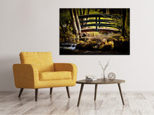 Laden Sie das Bild in den Galerie-Viewer, Leinwandbild Holzbrücke im Wald