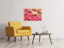 Laden Sie das Bild in den Galerie-Viewer, Leinwandbild Romantische Rosen mit Herz