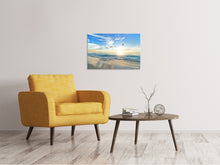 Laden Sie das Bild in den Galerie-Viewer, Leinwandbild Die Möwen und das Meer bei Sonnenaufgang