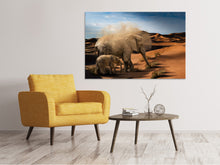 Laden Sie das Bild in den Galerie-Viewer, Leinwandbild Elefanten in der Wüste