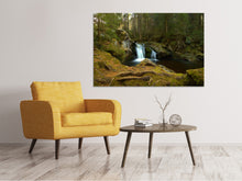 Laden Sie das Bild in den Galerie-Viewer, Leinwandbild Kleiner Wasserfall im Wald